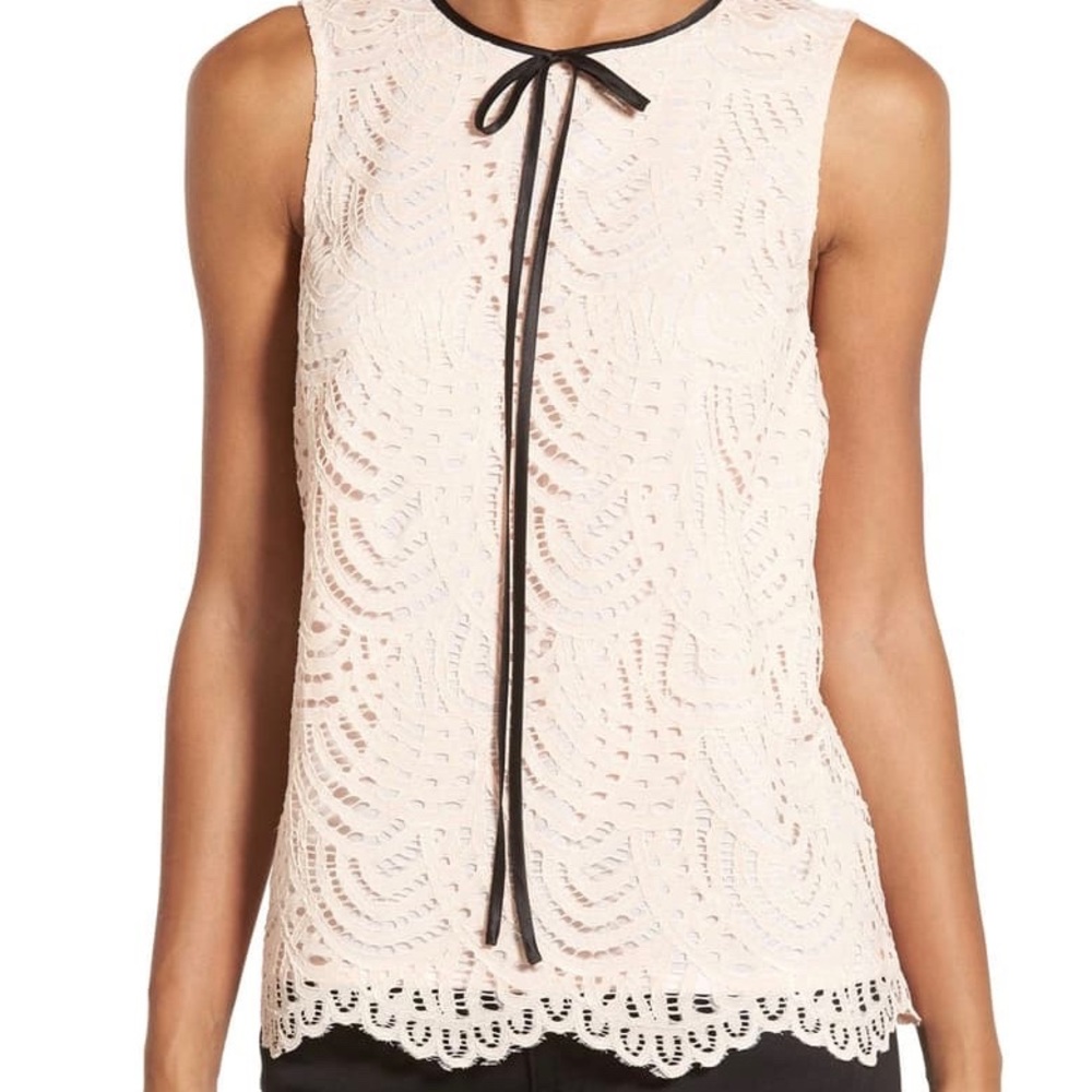 Halogen Tie Neck Lace Blouse Color Ivory Size XSP